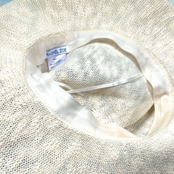 Rachael Zoe Fidora type ladies hat woven cream ivory with black trim New main image 4